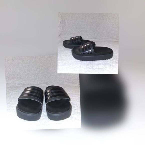 Adidas Black Slide Sandals - Picture 1 of 8
